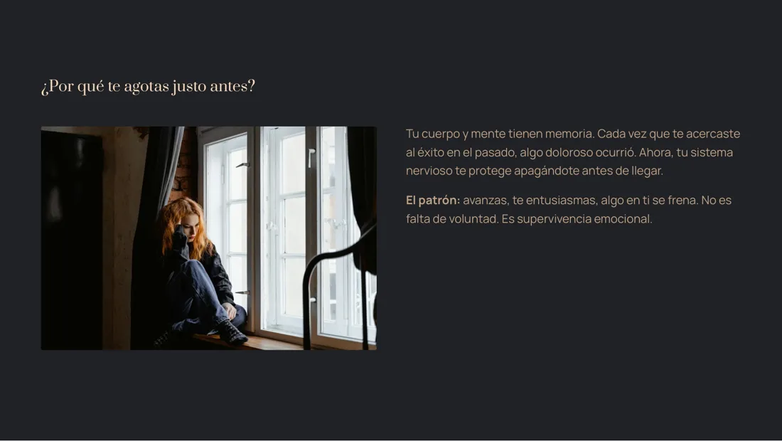Página interior del ebook: «¿Por qué te agotas justo antes?»