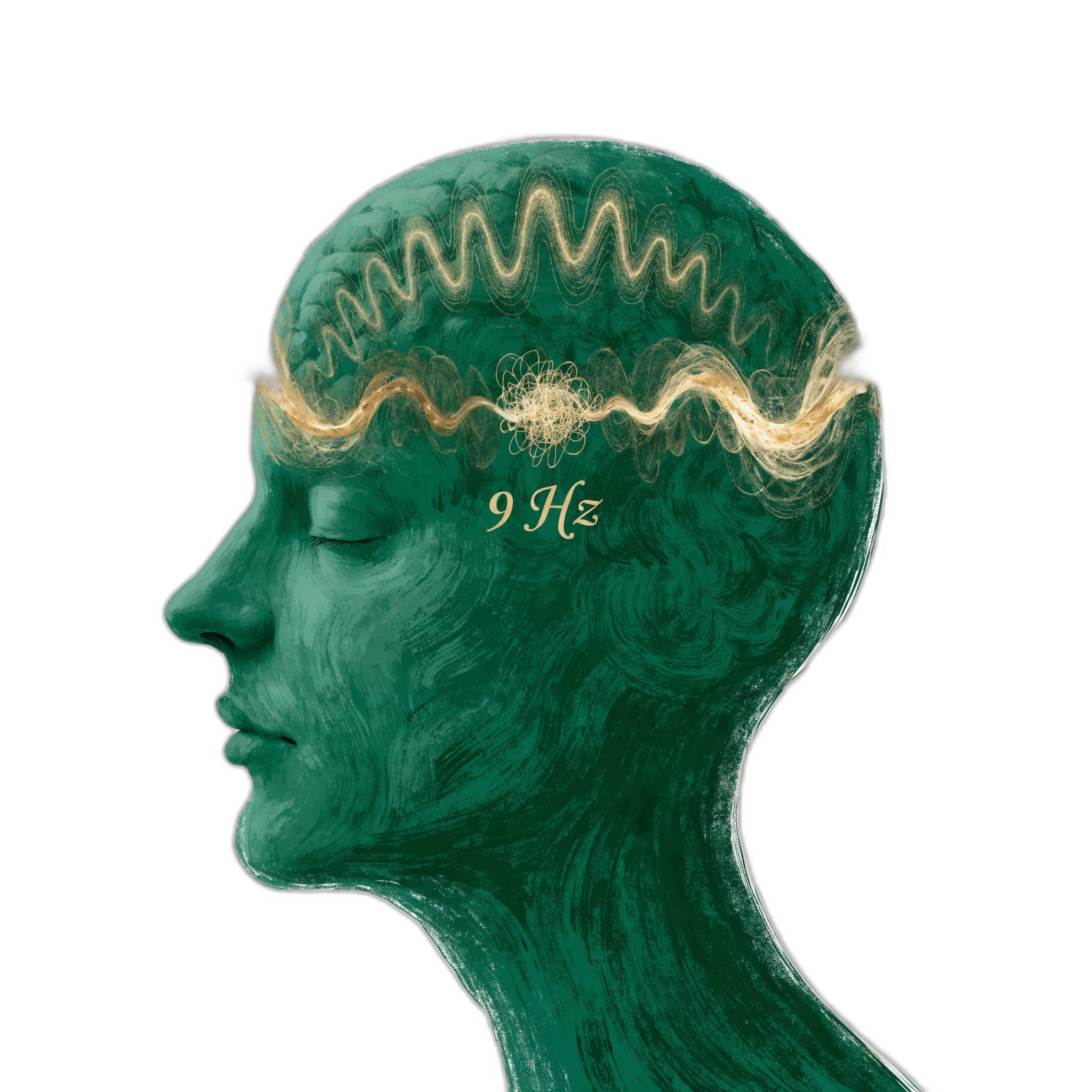 Frecuencias binaurales · cabeza con ondas Alpha 9Hz